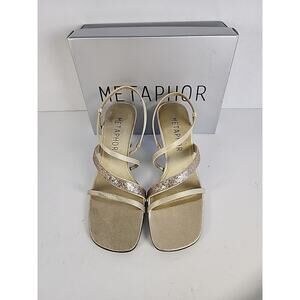 Metaphor~Githa~Women’s 7.5 M~Slingback Heels Shoes Sandals~Metallic Gold